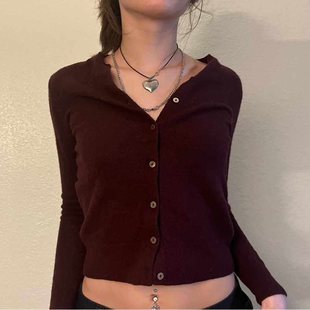 Women's Burgundy Cardigan Sweater